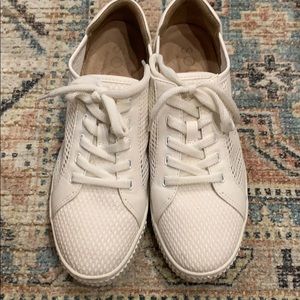 White mesh platform sneakers